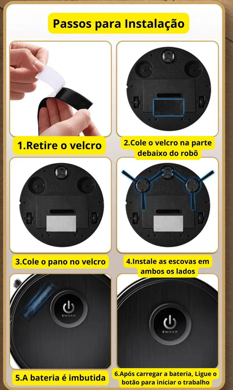 🌸 Robô Aspirador 3-em-1
