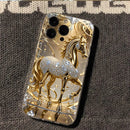 Capa de Celular com Cavalo Dourado e Brilho.