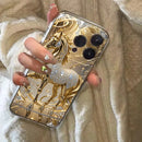Capa de Celular com Cavalo Dourado e Brilho.