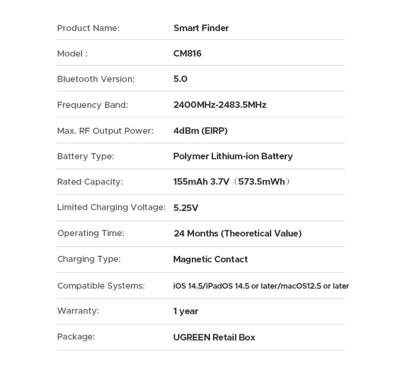 Rastreador de Chaves e Celular, compatível com Apple