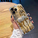 Capa de Celular com Cavalo Dourado e Brilho.