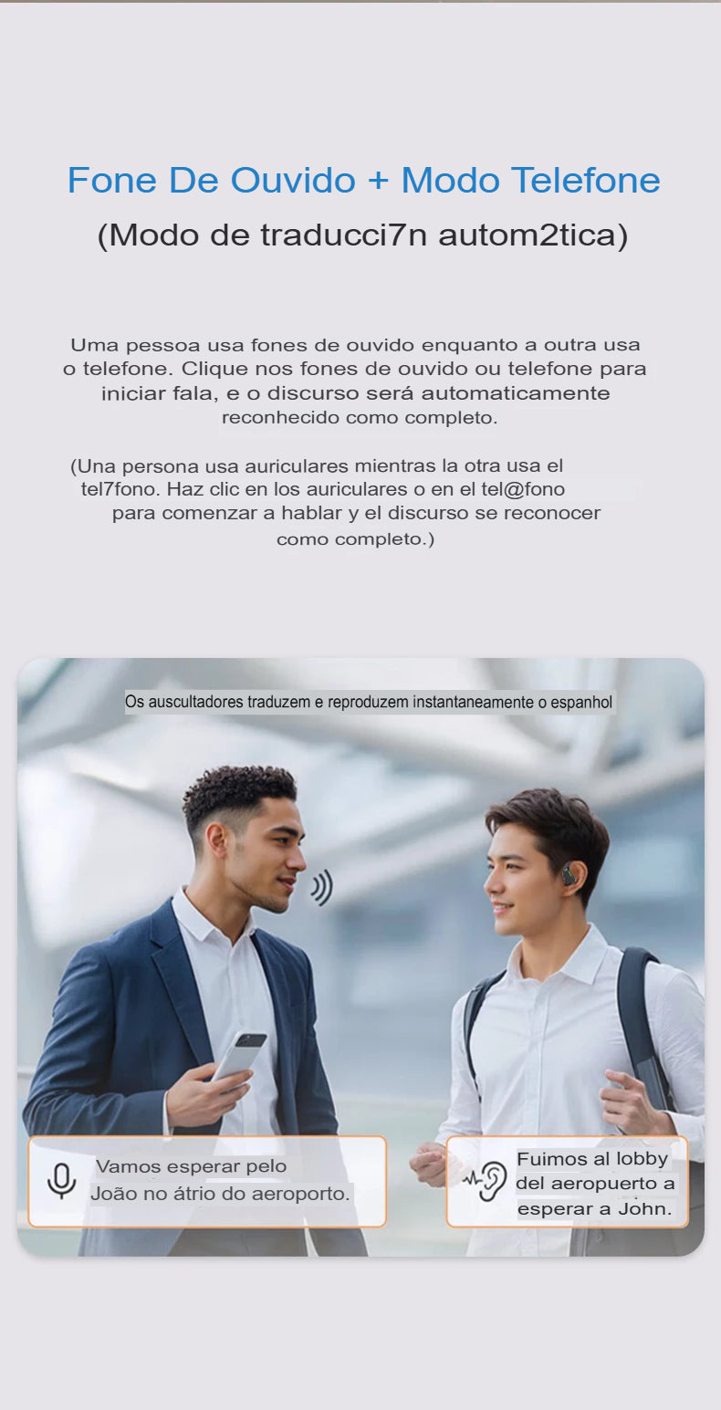 Fone de ouvido - Bluetooth, tradutor instantâneo