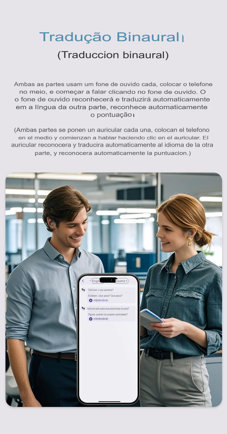Fone de ouvido - Bluetooth, tradutor instantâneo