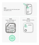 Rastreador UGREEN  - 3 passos para substituição da bateria, modelo 2032.