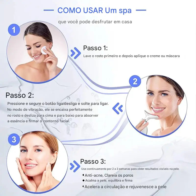 Massageador Facial LED 7 Cores